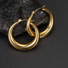 MDFUN 316L Stainless Steel Thick Earrings, Hollow Hoop Earrings, Jewelry For Men And Women