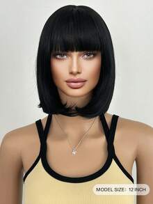 12英寸【时尚鲍勃假发】优雅女士齐肩鲍勃假发-时尚气质短发