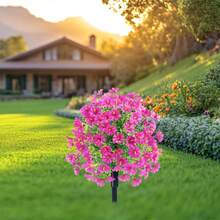 UV Resistant Artificial Boxwood Topiary Ball Trees With Ground Spike Faux Outdoor Shrubs For Porch Garden Front Yard Decor Indoor Outdoor Plants Low Maintenance Evergreen - 玫紅色 - 查看 5