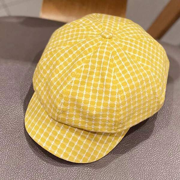 Women's Summer Checkered Beret Hat, Lightweight Breathable Sun Hat For Spring And Autumn