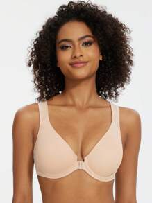 MELENECA MELENECA Women's Front Closure Bras Plus Size Unlined Underwire Back Support Posture Bra