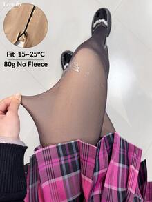 【DazzleLegs】1条装 80克 女士透明连裤袜，高弹力，图案包括爱心、波点、豹纹、蝴蝶结、嘴唇印花，时尚百搭，适合15-25℃秋冬季节穿着，也适合万圣节、电子女孩等场合，舒适保暖。 - 黑色 - 查看 40