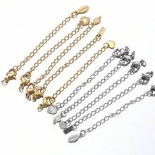 10pcs Stainless Steel Extension Chain With Lobster Clasp, Suitable For DIY Jewelry Making, Necklaces And Bracelets