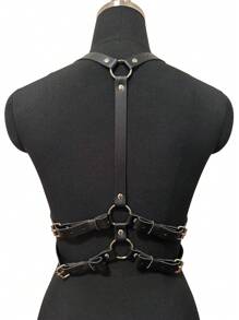 1pc Women's Fashionable Pu Leather Belt Gothic Style Suspenders For Festival Party Outfits Sexy Harness Halloween