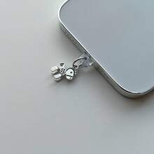 New Cute Y2K Style Metal Mini Horse Phone Dust Plug Pendant Charm, Phone Accessories Decoration Protector Compatible With IPhone, Android Type-C Charging Port - Silver - View 2