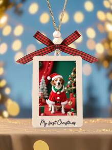 Fröhliche Weihnachten Bilderrahmen Ornamente, Weihnachtsbaum Hängedekoration, erste Weihnachten von Herrn und Frau, leere Holzbilderrahmen, Paar Bilderrahmen Ornament, DIY Foto Aufhänger für Zuhause, Weihnachts-Hochzeitsfoto Dekoration für Zuhause, Weihnachts Heimdekoration