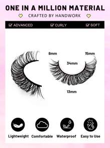 20 Paar falsche Wimpern Russischer Strip Wimpern, D-Locken, verwischt, natürliches Aussehen, 16mm, lockig, wie Echthaarwimpern, flauschiges Katzenaugen-Look, verlängerte gefälschte Wimpern Set