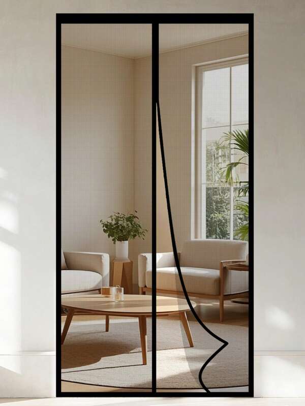 Summer Upgraded Magnetic Screen Door Curtain, Black Fiberglass Anti-Cat/Dog Scratch High Transparency Mesh, Strong Magnetic Automatic Closing, Thickened Durable Invisible Design Breathable Screen Door, No Drilling Installation, Anti-Mosquito