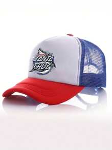 1pc Y2K Shark Print Baseball Cap, Mesh Trucker Hat, Breathable Adjustable Golf Sun Hat, Fashionable Curved Brim Sun Hat For Women/Men, Couples Summer Sun Protection