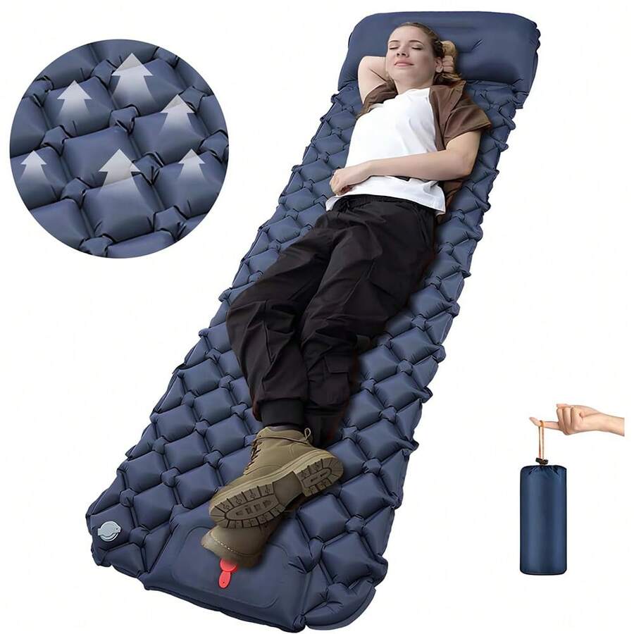 Ultra-Light Inflatable Camping Sleeping Pad With Built-In Foot Pump And Pillow - The Ultimate Camping Pad, Hiking Pad, Backpacking Pad And Lightweight For A Outdoor Sleep