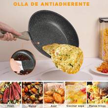 Sartén Antiadherente Sin PFOA, Sartén  y Duradero Con Revestimiento Antiadherente y Mango Ergonómico, Fácil De Limpia - Blanco - Ver 11