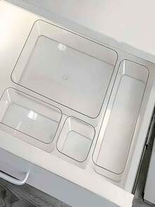 4/7/8 Piece Transparent Drawer Organizer Boxes, Makeup & Stationery Storage, Divided Vanity Desktop Skincare Cosmetic Holder, Fragrance-Free Plastic Makeup Organizer, Multipurpose Drawer Dividers For Eyeshadows, Makeup Brushes, Skincare And Nail Polish - Desk Organizer, Suitable For Home Decor, Bedroom Storage, Family Organizer, Perfect Gift For Friends, Family And Sisters - Multicolor - View 9