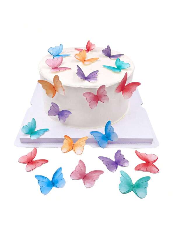 50 Pcs Butterflies For Cake Decorating, Vivid Butterfly Cake Topper Butterfly Cupcake Decorating For Wedding Birthday Anniversary Flower Themed Party Decorating Princess Games(Colorful)