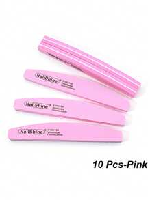 10 pezzi Lima per unghie in spugna a forma di mezzaluna, grana 100/180, alta elasticità per la manicure, rosa