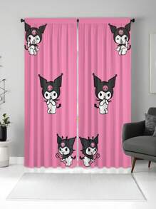 Sanrio 2 Pcs Sanrio Hello Kitty Curtain - Adorable Pink Shiny Stars & Heart Design, Washable, Blackout Curtain Suitable For Bedroom And Home Decor, Available In 2 Sizes, Living Room Curtain, Sanrio