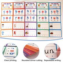 Lachilly CVC Word Flashcards, 60 Cards Kids Learning English Educational Cards, Reusable Early Reading Writing Phonics Activity Practice Cards, Montessori Preschool Educational Toy, Kindergarten Interactive Learning Tools - Multicolor - View 9