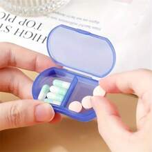1 pièce Boîte à pilules de poche portable, organiseur plastique super compact à 2 compartiments pour ranger les médicaments, la médication quotidienne et les voyages
