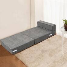 Lilypelle 6" Extra Thick Folding Sofa Bed, Tri Folding Floor Mattress, Sofa Futon Folding Chair Bed, Portable Floor Beds Folding Couch For Playroom - 灰色 - 查看 10
