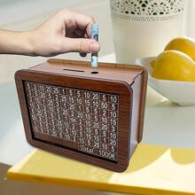 1 Premium Holzgeldbank mit Zähler - Spardose für den täglichen Bürogebrauch, aus stabilem Holz gefertigt, sichere Bargeldspardose, geeignet für Jungen und Mädchen, als Geschenk mit Stift zu Geburtstag, Abschluss, Schulanfang, Geldsparschwein, Schulmaterial