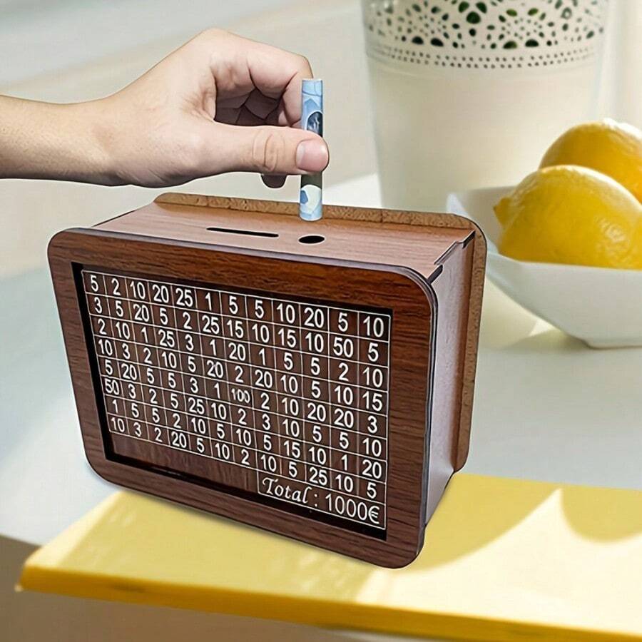 1 Premium Holzgeldbank mit Zähler - Spardose für den täglichen Bürogebrauch, aus stabilem Holz gefertigt, sichere Bargeldspardose, geeignet für Jungen und Mädchen, als Geschenk mit Stift zu Geburtstag, Abschluss, Schulanfang, Geldsparschwein, Schulmaterial