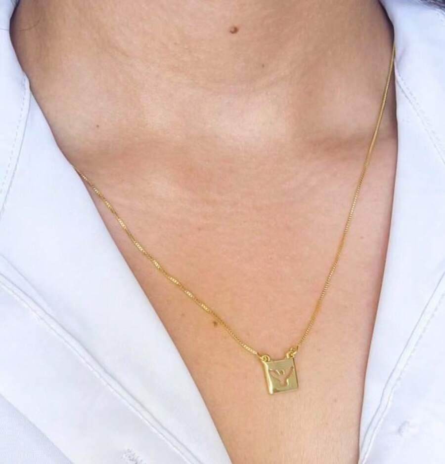 Women's Necklace With Sacred Spiritual Handle And Heart Plated In 18k Gold - Vàng - Xem 1