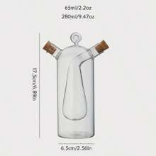1pc Double Nozzle Glass Olive Oil And Vinegar Dispenser Oil Bottle, Cork 2 In 1 Clear Double Glass Kitchen Cooking Container, Suitable For Kitchen, Dining Room,School Supplies
