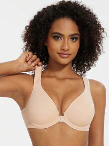 MELENECA MELENECA Women's Front Closure Bras Plus Size Unlined Underwire Back Support Posture Bra