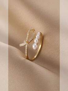 1 Piece 2025 Limited Edition Fashion Ring, Copper Micro Inlaid Cubic Zirconia, High Quality Craftsmanship, Suitable For Women's Banquets, Parties, Nightclubs, Business, Schools, Holidays, And Daily Wear - Gold - View 6