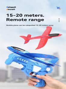 1 pièce Jouet avion en mousse pour enfants, planeur à éjection à bouton unique, pistolet de lancement pour intérieur et extérieur, jouet interactif parent-enfant pour garçons et filles, cadeau d'Halloween et de Noël (style et couleur d'avion aléatoires)