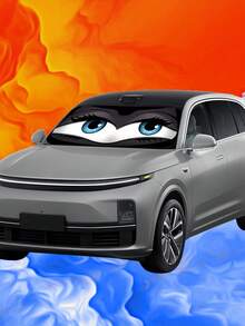 Cute Cartoon Big Eye Sunshade, Suitable For SUVs And Sedans - Summer Heat Insulation, Roll-Up Polyester Front Windshield Cover, Foldable For Easy Storage, Car Accessories - 57"x27.5"(150x70cm) - View 3
