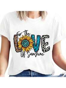 100% Cotton Women Sunflower Shirts Wildflower Tshirt Floral Graphic Tees Love Of Sunshine Tops Sunflower Lover Tee Shirt Summer T-Shirt For WomenHigh Street  Women's T-Shirt Summer Leisure First Choice CNZCX TRADING LIMITED-2721-CNZCX TRADING LIMITED - White - View 1