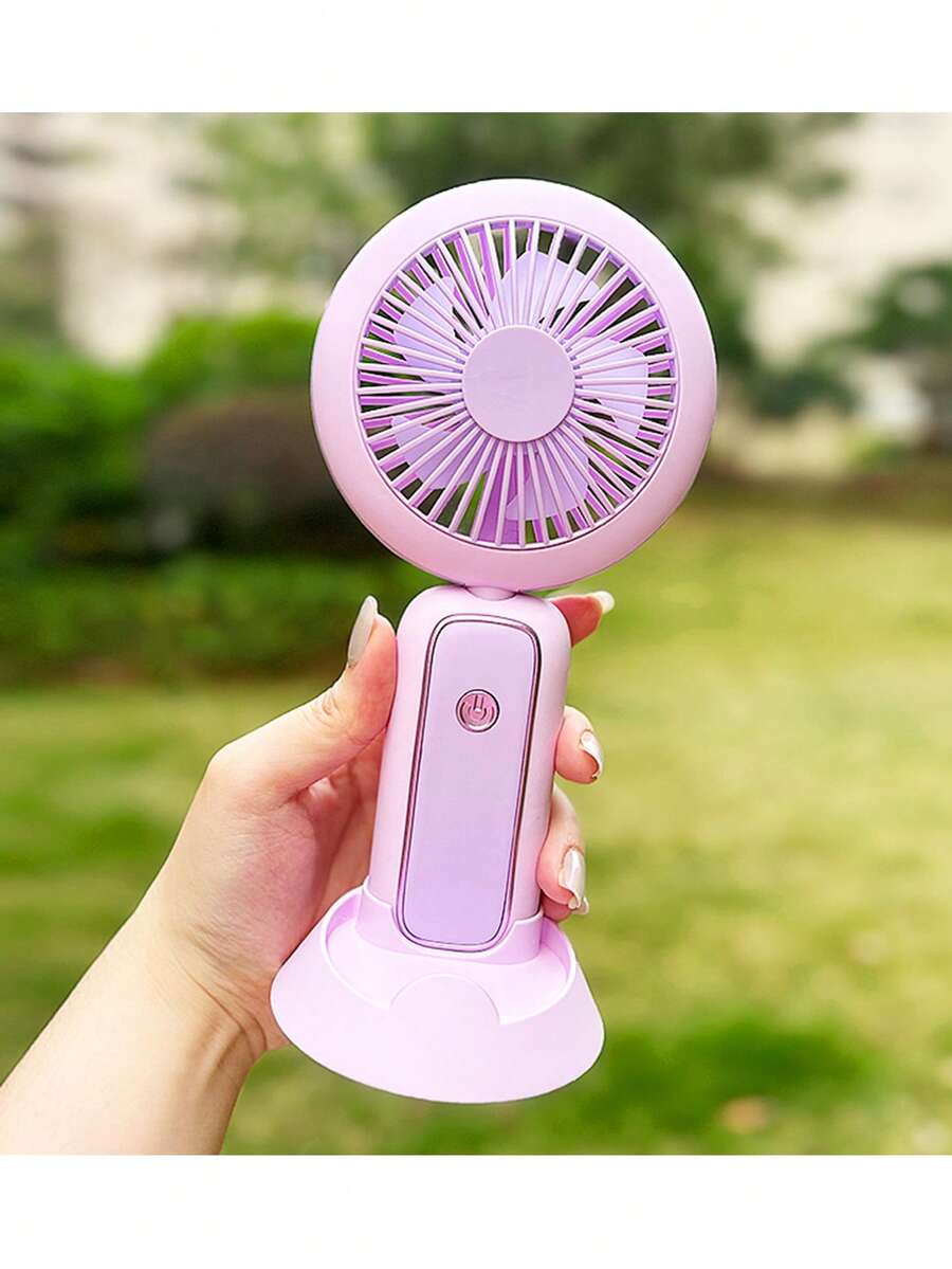Mini Portable Handheld Small Desktop Fan USB Charging Desktop Fan With Light Folding Small Fan - Purple - View 1