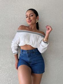 KISS ME LADY Kissmelady 912 Women's Denim Shorts With Pocket Plain Without Rips Youth Denim Shorts Natural Shorts Women 912-1 - 藍色 - 查看 4