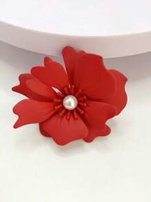 1pc Elegant Fashion Sexy Metal Flower Faux Pearl Inlaid Brooch/Lapel Pin For Women, Suitable For Party And Daily Wear