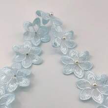 串珠蕾丝花边花卉刺绣丝带配珍珠 - 1 码，适用于 DIY 缝纫、工艺品、婚礼装饰和服装配饰（无轴） - 彩色 - 查看 33