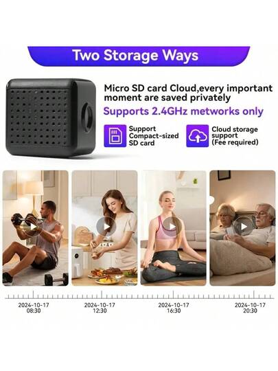 1pc Mini Full HD Wireless 1080P Surveillance Camera, Supporting WIFI Link, Night Vision, Two Way Voice Call, Motion Detection Functions, Convenient Installation, Remote Viewing Through APP, Taking Care Of Children, The Elderly Pets, Very Family. view 8