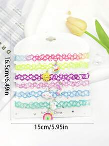 6pcs/Set Fashionable Necklaces For Teens, Cute Princess Cartoon Unicorn & Mermaid Series Chokers, Suitable For Birthday Party, Gift, Holiday, Casual Wear