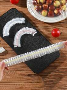 50pcs/100pcs/200pcs Color Transparent Elastic Bowl Cover, Anti Fly Fresh-Keeping Film Cover, Refrigerator Leftovers Disposable Home, Summer Food Fresh-Keeping Film, Food Protective Cover, Reusable