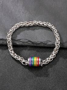 男士不锈钢手链，彩虹吊坠，LGBTQ+饰品，骄傲月礼物，时尚设计 - 彩色 - 查看 2