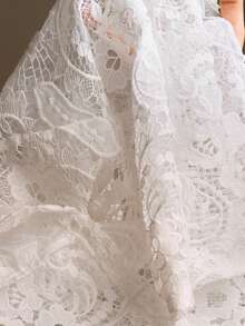 Jeta Ari 2 件套高端时尚女士蕾丝套装夹克和裤子，适合节日派对服装 - 白色 - 查看 5