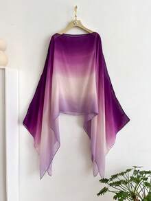 1pc Elegant Solid Color Ombre Lightweight Shawl For Women, Versatile Beach Fashion Accessory, Sun Protection For Travel & Daily Wear For Dress - Multicolor - View 10