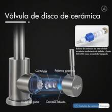 Grifo de Cocina, Mezcladora para Fregadero de Acero Inoxidable 304, Grifo Moderno de 360 ° Giratorio, Grifo Monomando para Cocina para Agua Caliente y Fría, Acabado Níquel Cepillado, CV-10020 - Níquel Cepillado 1 - Ver 8