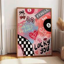 1 件少女拼贴画粉色和红色时尚猎豹墙艺术新浪潮豹纹杂志封面装饰美丽的幸运海报红色时髦复古帆布印刷墙艺术，现代客厅卧室酒吧大堂装饰无框装饰画 - 彩色 - 查看 9