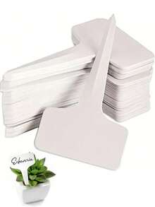 50 件白色 T 形植物标签、花园植物标记、防水户外花园植物标牌，适用于盆栽植物