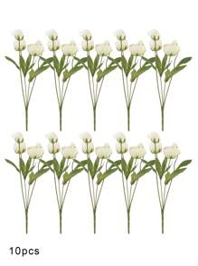 3/6/10pcs Artificial Flowers, Fake Peony Flowers Silk Flower Arrangements Decorations Plastic Flower Bouquet Decor Wedding Table Centerpieces, Artificial Peony Silk Flower Leaf Home Office Wedding Party Festival Bar Decor, Wedding Filler Flowers For DIY Cream Bouquets, Centerpieces, Bridal Shower Decorations & Arrangements