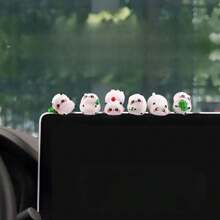 6pcs Creative Cute Panda Eating Bamboo Car Decorative Accessories