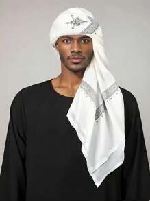 1 Peça Lenço para Homens com Estampa Árabe de Dubai e Arábia Saudita, Lenço de Cabeça Poliéster Estilo Boêmio com Padrão Floral do Oriente Médio, para Todas as Estações
