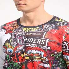 FASTHOUSE Men'S Long Sleeve Motocross Jersey, Cycling T Shirt Polyester Quick-Dry Breathable T-Shirt With Cartoon Graphic Print, Machine Washable, Knit Fabric Moto Riding Gear - Black and White - View 3