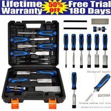 VickyHome 10-Piece Professional Woodworking Chisel Set, Woodworking Chisel Woodworking Tool Set, Steel Hammer End Woodworking Chisel, Handle Using Wooden Composite Material, Ergonomic Woodworking Chisel Set - 彩色 - 查看 2