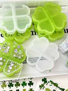 1 Pc Of Four-Leaf Clover Mini Medicine Box Compartment Storage Box Portable Jewelry Box Suitable For Home And Travel Men And Women Travel Essentials